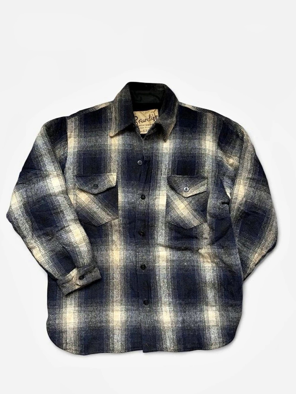 Made in Italy 60s Shadow Plaid Shirt Jacket Wool Heavyweight